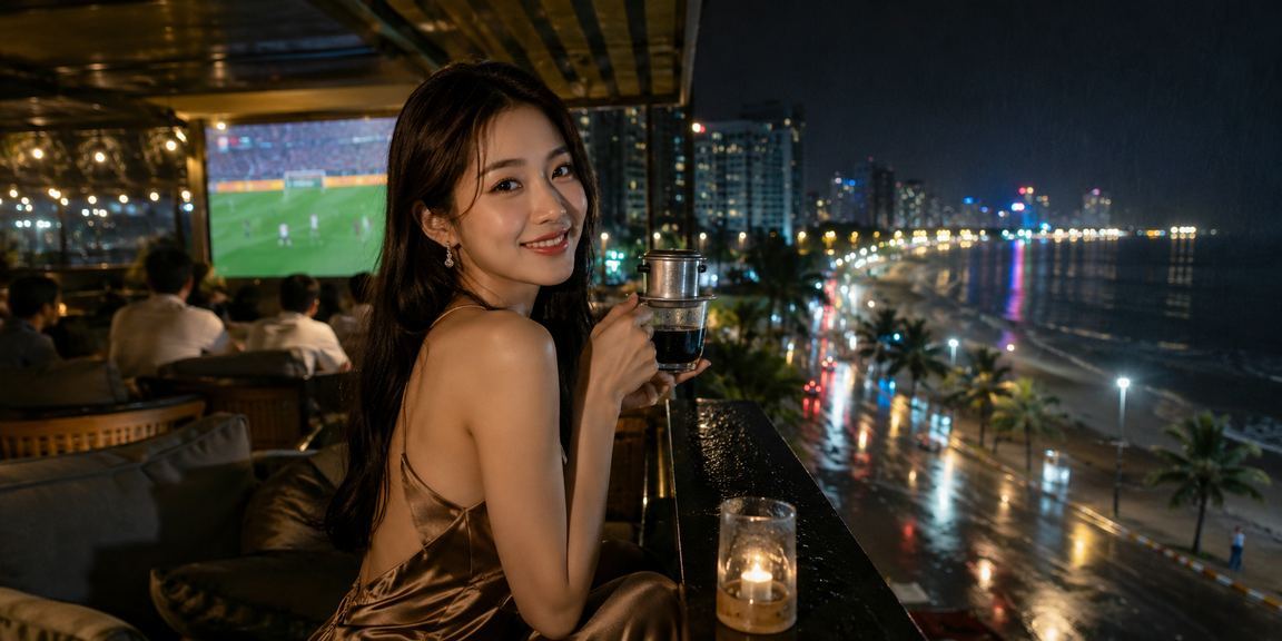 Người dùng tại Nha Trang thưởng thức cà phê và theo dõi kèo bóng đá trên ứng dụng di động